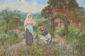 Lot 89 - Henry John Yeend King 's Maiden In A Floral Cottage Garden