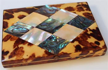 Lot 48-1 Victorian tortoiseshell mother of pearl and white metal card case