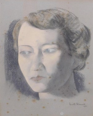 Thumbnail _lot 239 Dame Flora Robson portrait by the Anglo-Russian artist Jacob Kramer (1894-1962)